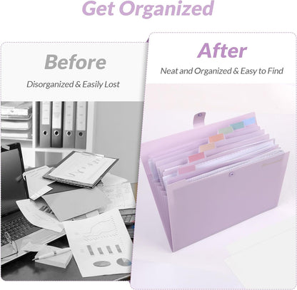 Expanding File Folder, Accordion File Organizer with 8 Pockets, Expandable Document Paper Receipt Holder for School Office Hospital, Letter/A4 Size Pink