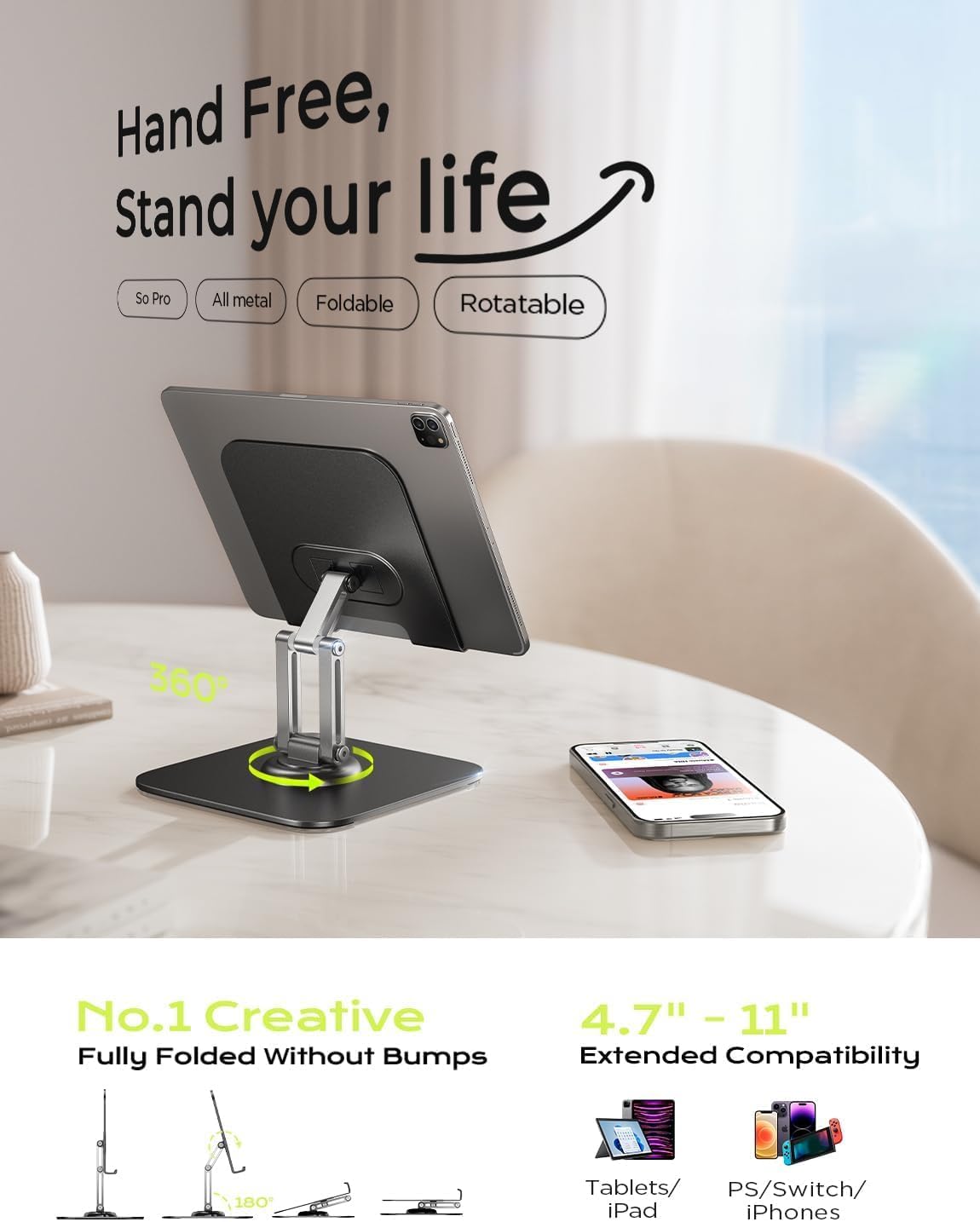 for iPad Stand Holder, Aluminum Tablet Stand Holder for iPad
