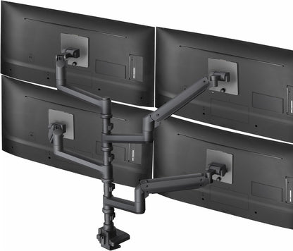 Pneumatic Arm Dual Ultrawide Monitor Extra Tall Desk Mount for Up to 49 inch Screens, Heavy Duty Clamp, Holds 2 Ultra Wides Up to 44 lbs, Black, STAND-V120K