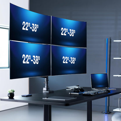 Pneumatic Arm Dual Ultrawide Monitor Extra Tall Desk Mount for Up to 49 inch Screens, Heavy Duty Clamp, Holds 2 Ultra Wides Up to 44 lbs, Black, STAND-V120K