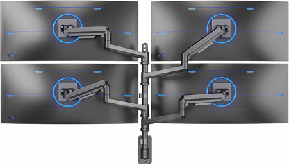 Pneumatic Arm Dual Ultrawide Monitor Extra Tall Desk Mount for Up to 49 inch Screens, Heavy Duty Clamp, Holds 2 Ultra Wides Up to 44 lbs, Black, STAND-V120K