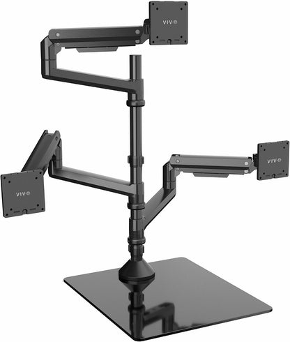 Pneumatic Arm Dual Ultrawide Monitor Extra Tall Desk Mount for Up to 49 inch Screens, Heavy Duty Clamp, Holds 2 Ultra Wides Up to 44 lbs, Black, STAND-V120K
