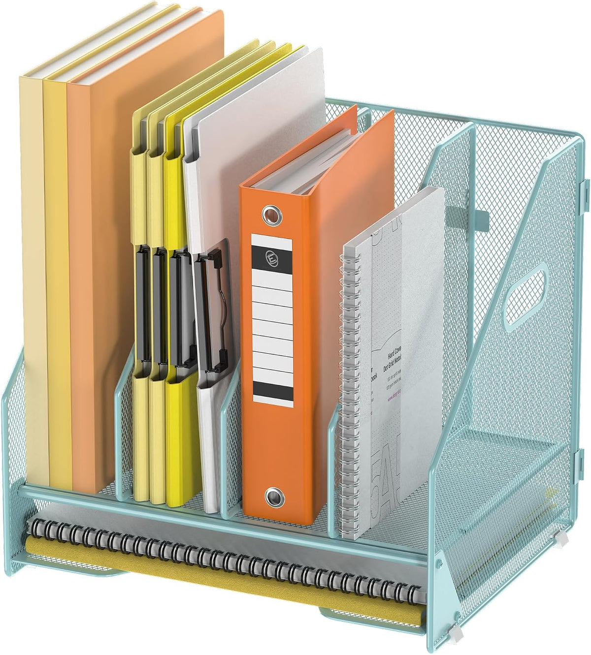 Mesh Desk File Organizer, 4 Vertical Compartment Box Sorter, Black