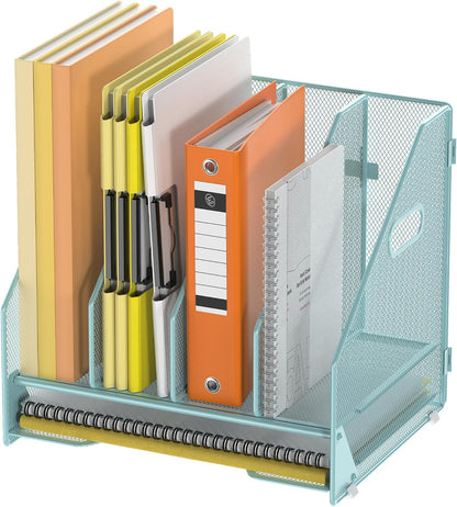 Mesh Desk File Organizer, 4 Vertical Compartment Box Sorter, Black