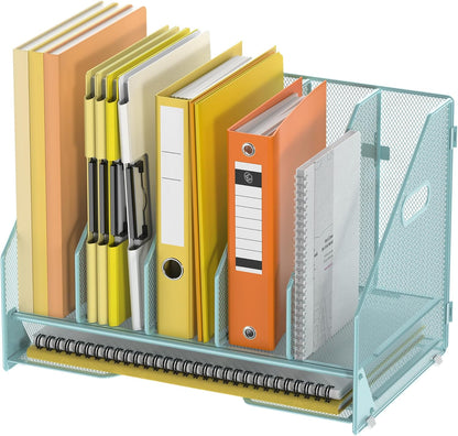 Mesh Desk File Organizer, 4 Vertical Compartment Box Sorter, Black