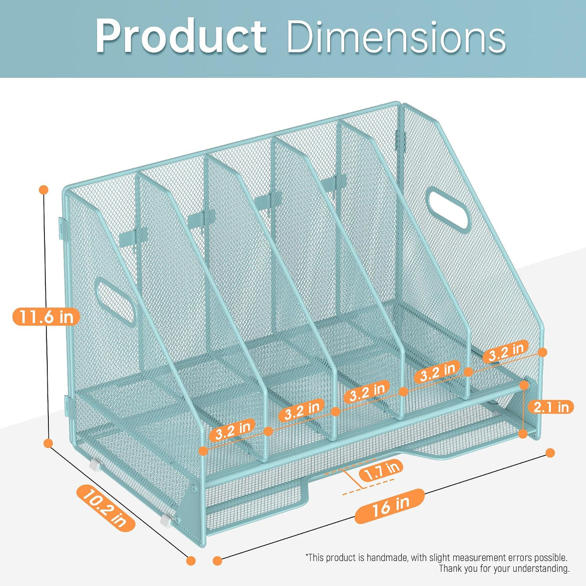 Mesh Desk File Organizer, 4 Vertical Compartment Box Sorter, Black