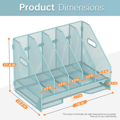 Mesh Desk File Organizer, 4 Vertical Compartment Box Sorter, Black