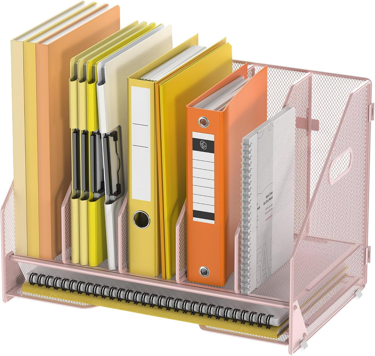 Mesh Desk File Organizer, 4 Vertical Compartment Box Sorter, Black