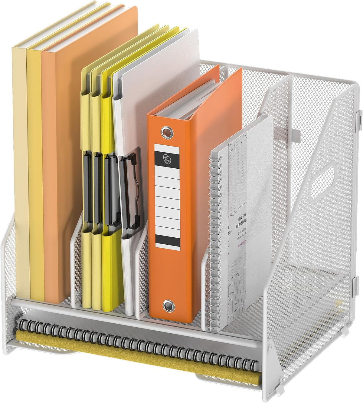 Mesh Desk File Organizer, 4 Vertical Compartment Box Sorter, Black