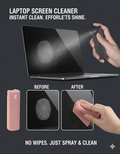 Car Screen Cleaner Spray and Wipe Touch Screen Cleaner for Car Display,2 in 1 Laptop Computer Screen Cleaner,Car Accessories Interior,Travel Cleaning Kit (2 Units)