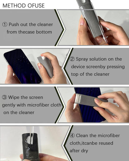Car Screen Cleaner Spray and Wipe Touch Screen Cleaner for Car Display,2 in 1 Laptop Computer Screen Cleaner,Car Accessories Interior,Travel Cleaning Kit (2 Units)