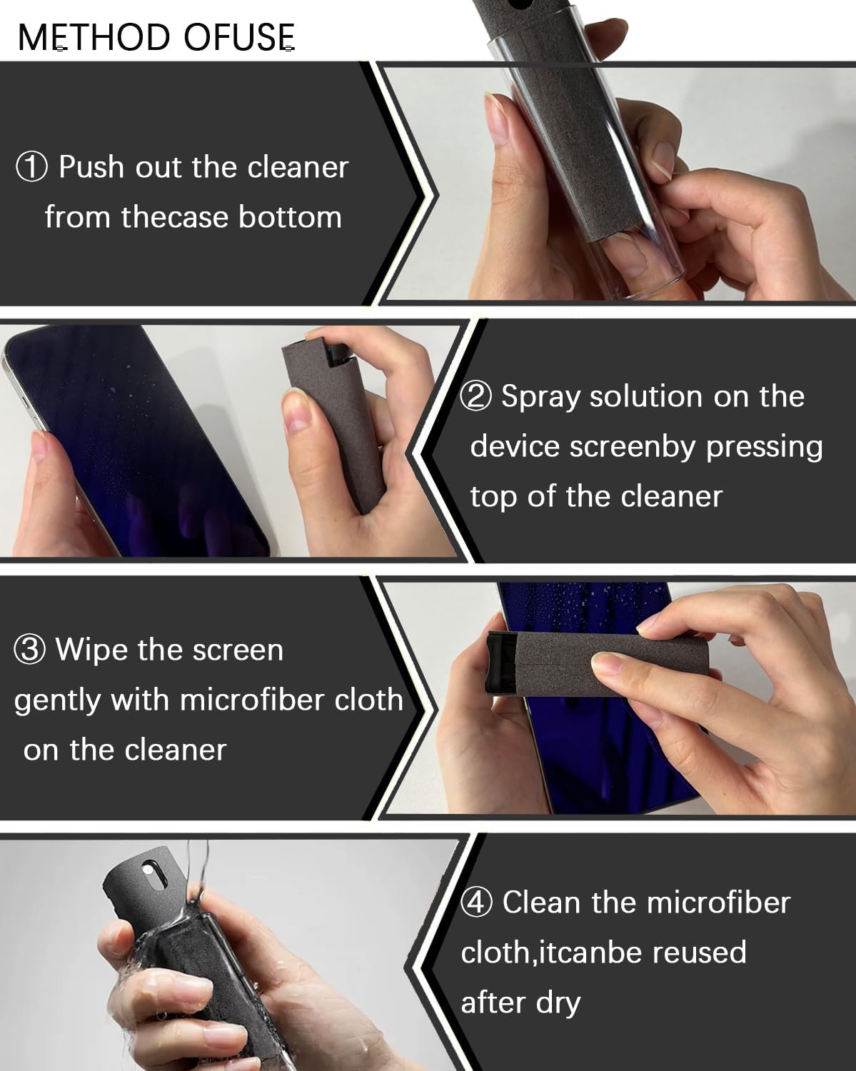 Car Screen Cleaner Spray and Wipe Touch Screen Cleaner for Car Display,2 in 1 Laptop Computer Screen Cleaner,Car Accessories Interior,Travel Cleaning Kit (2 Units)