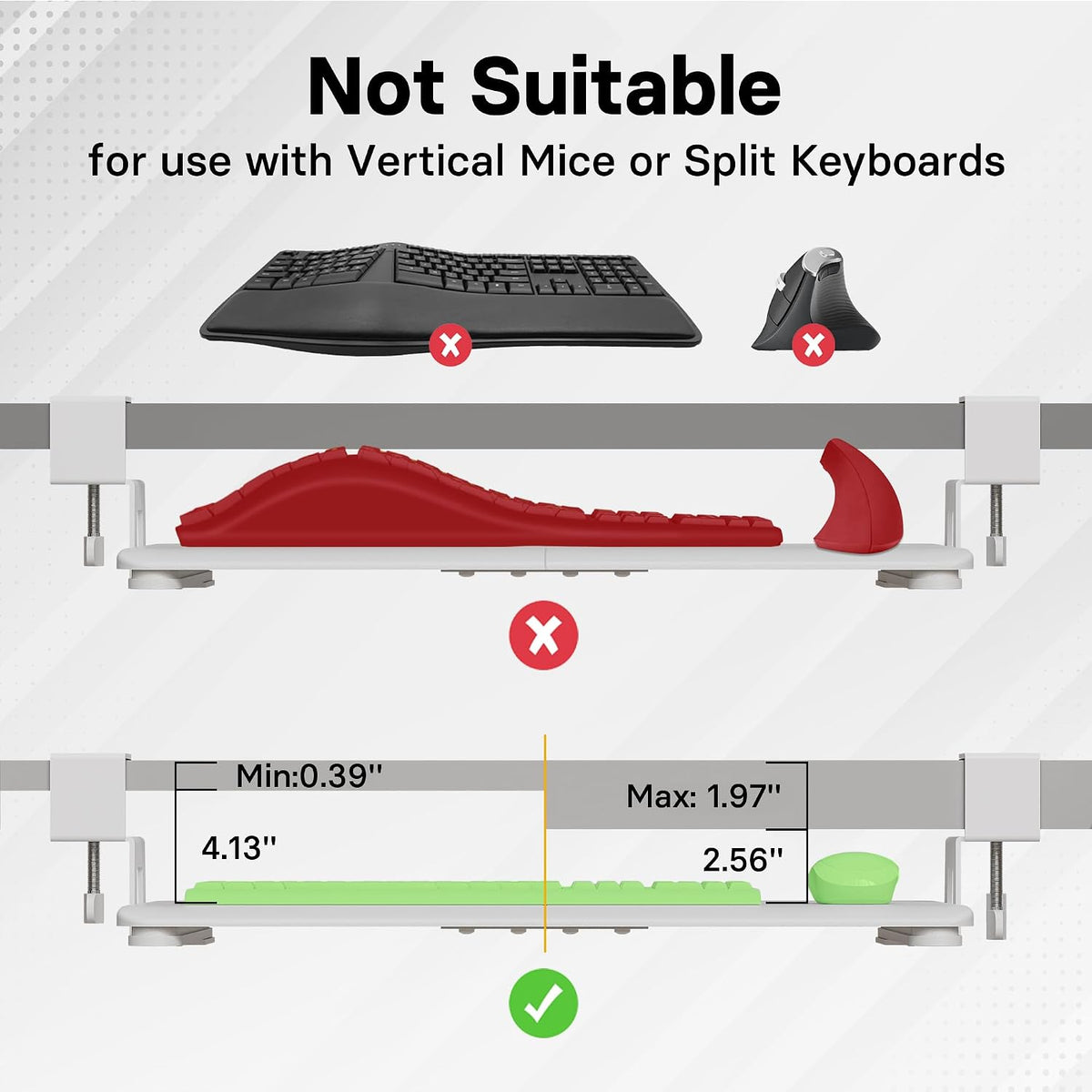Under Desk Keyboard Tray, Pull-Out Keyboard & Mouse Platform