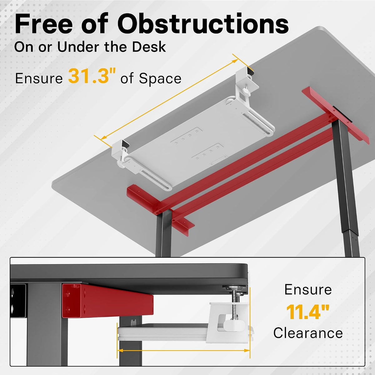 Under Desk Keyboard Tray, Pull-Out Keyboard & Mouse Platform