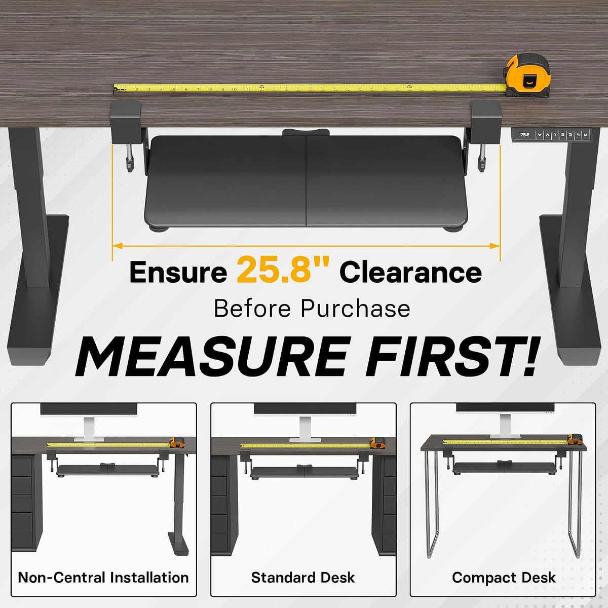 Under Desk Keyboard Tray, Pull-Out Keyboard & Mouse Platform