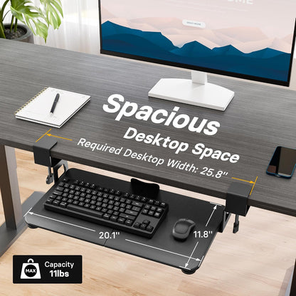 Under Desk Keyboard Tray, Pull-Out Keyboard & Mouse Platform
