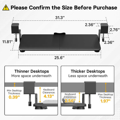 Under Desk Keyboard Tray, Pull-Out Keyboard & Mouse Platform