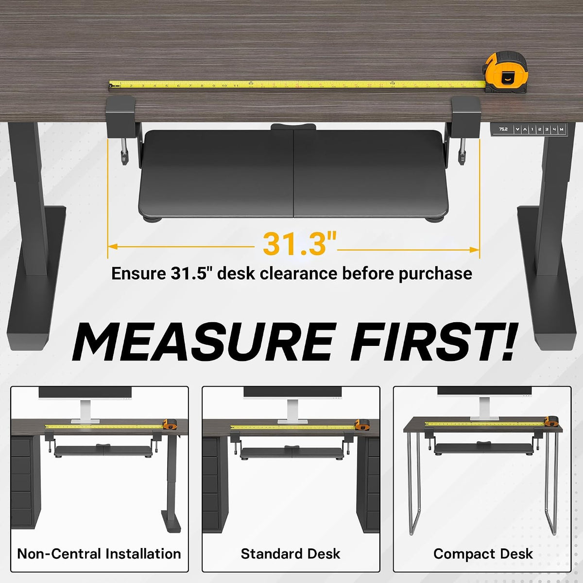 Under Desk Keyboard Tray, Pull-Out Keyboard & Mouse Platform