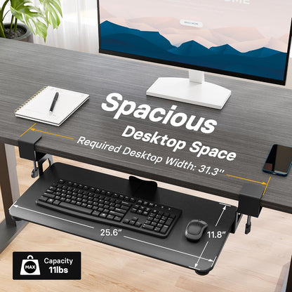 Under Desk Keyboard Tray, Pull-Out Keyboard & Mouse Platform