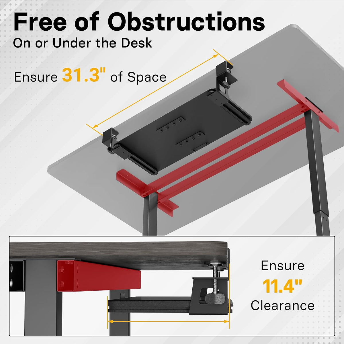 Under Desk Keyboard Tray, Pull-Out Keyboard & Mouse Platform
