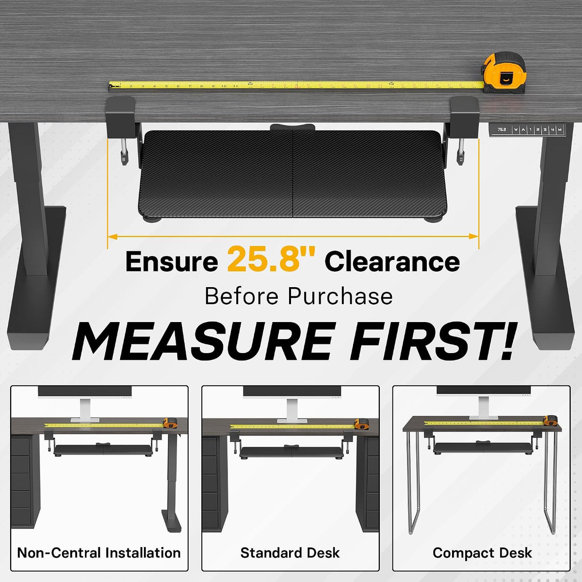 Under Desk Keyboard Tray, Pull-Out Keyboard & Mouse Platform
