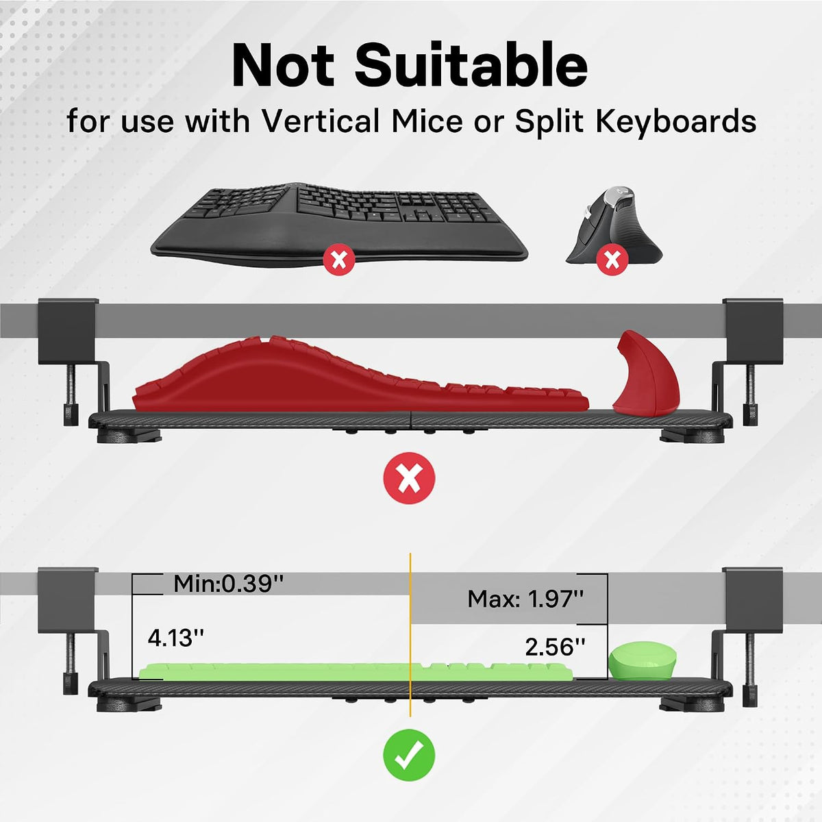 Under Desk Keyboard Tray, Pull-Out Keyboard & Mouse Platform