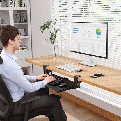 Under Desk Keyboard Tray, Pull-Out Keyboard & Mouse Platform