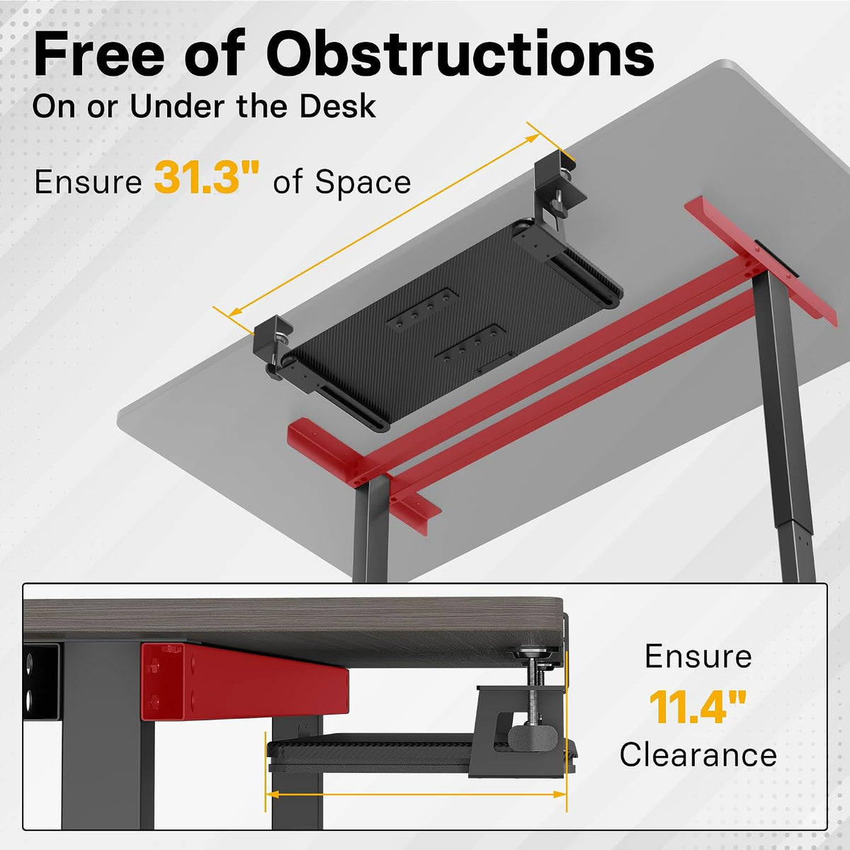 Under Desk Keyboard Tray, Pull-Out Keyboard & Mouse Platform
