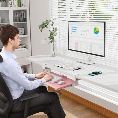 Under Desk Keyboard Tray, Pull-Out Keyboard & Mouse Platform