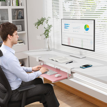 Under Desk Keyboard Tray, Pull-Out Keyboard & Mouse Platform