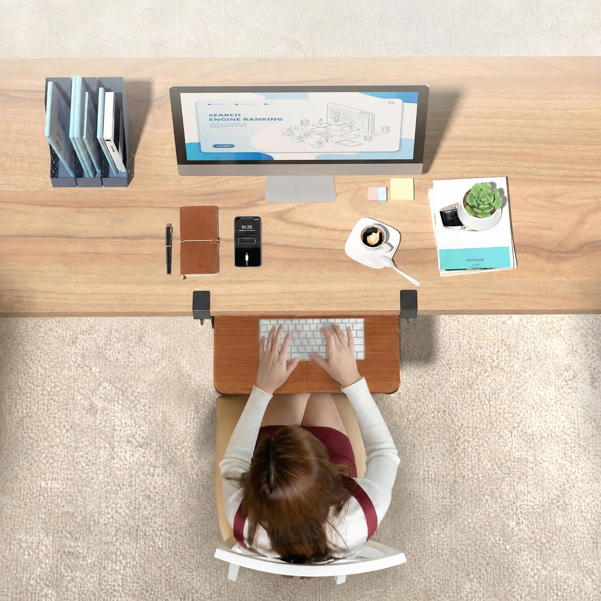 Under Desk Keyboard Tray, Pull-Out Keyboard & Mouse Platform
