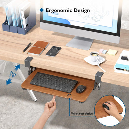 Under Desk Keyboard Tray, Pull-Out Keyboard & Mouse Platform