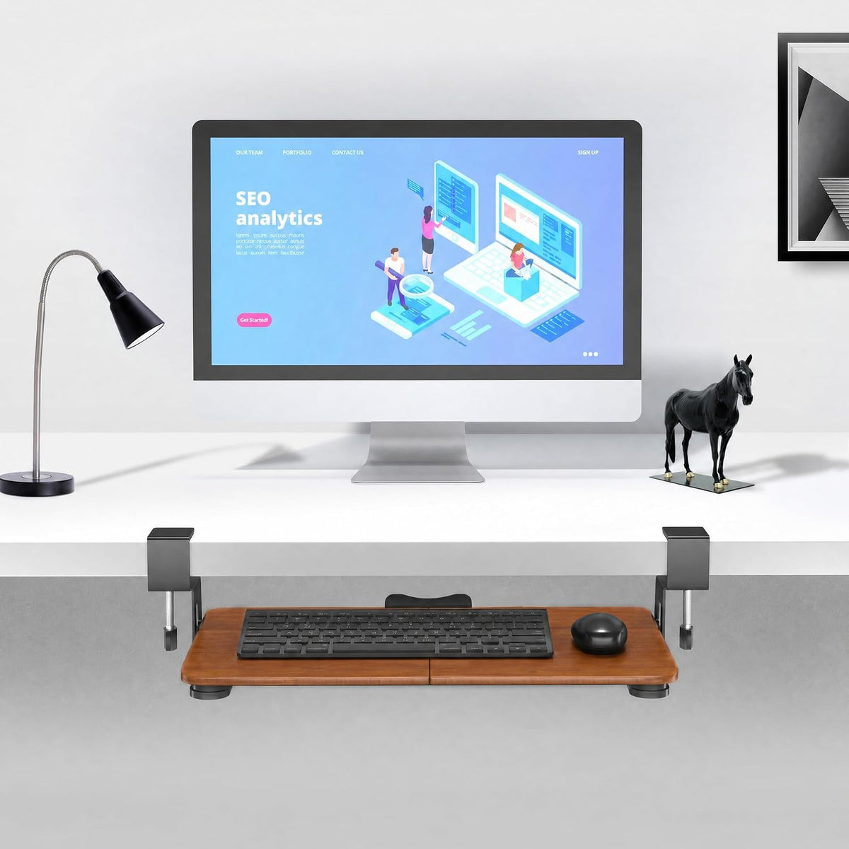 Under Desk Keyboard Tray, Pull-Out Keyboard & Mouse Platform