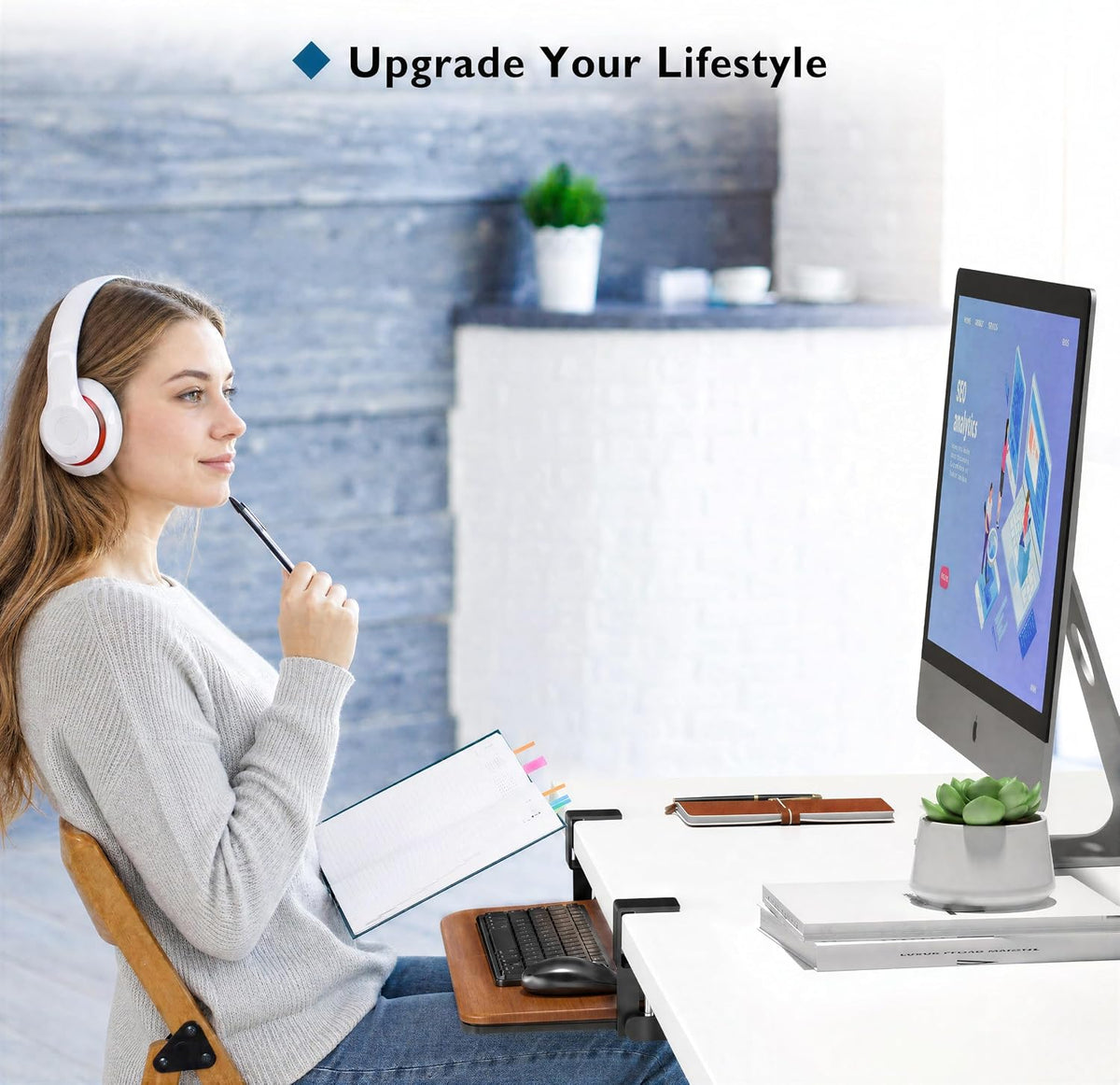 Under Desk Keyboard Tray, Pull-Out Keyboard & Mouse Platform