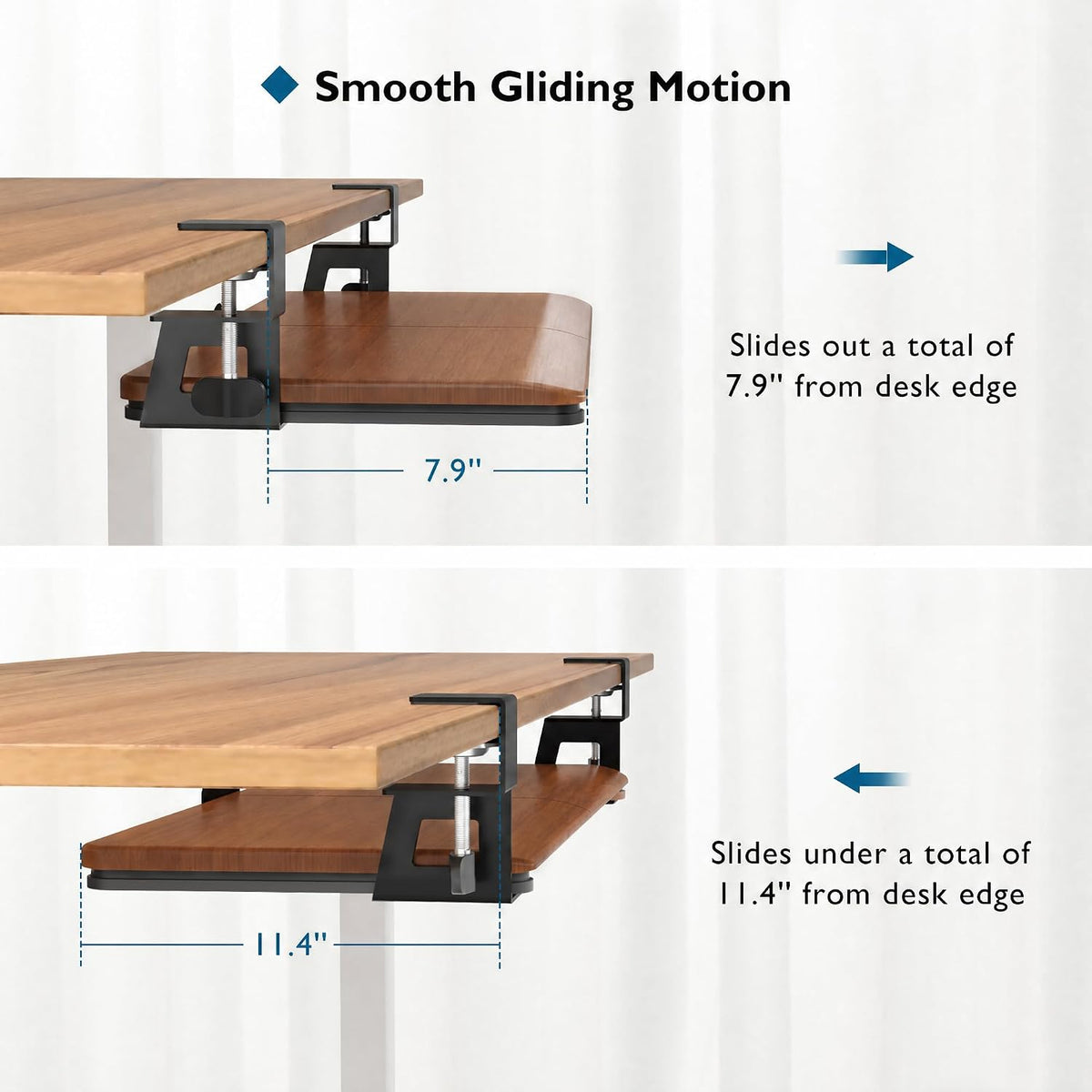 Under Desk Keyboard Tray, Pull-Out Keyboard & Mouse Platform