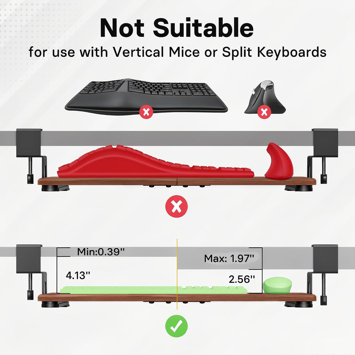 Under Desk Keyboard Tray, Pull-Out Keyboard & Mouse Platform