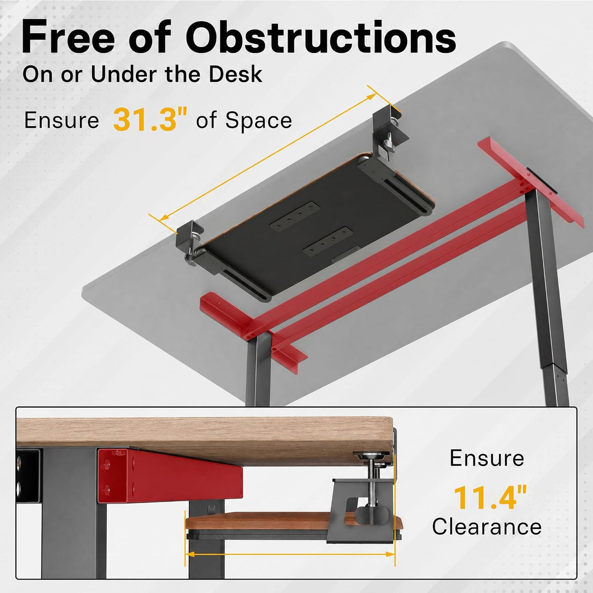 Under Desk Keyboard Tray, Pull-Out Keyboard & Mouse Platform