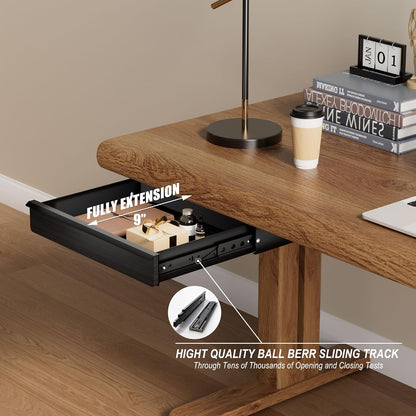 Under Desk Drawer, Solid Walnut Wood Panel – Sturdy Ball Bearing Slides, Easy Under-Desk Mount, Integrated Handle, Desktop Organizer for Office & Home Workstation