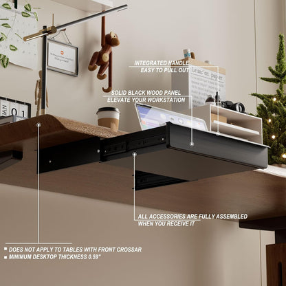 Under Desk Drawer, Solid Walnut Wood Panel – Sturdy Ball Bearing Slides, Easy Under-Desk Mount, Integrated Handle, Desktop Organizer for Office & Home Workstation