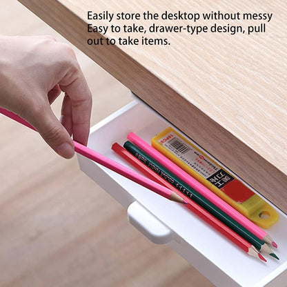 Under Desk Storage Box Hidden Drawer Desktop Adhesive Container for Home Office School Bedroom Multifunction