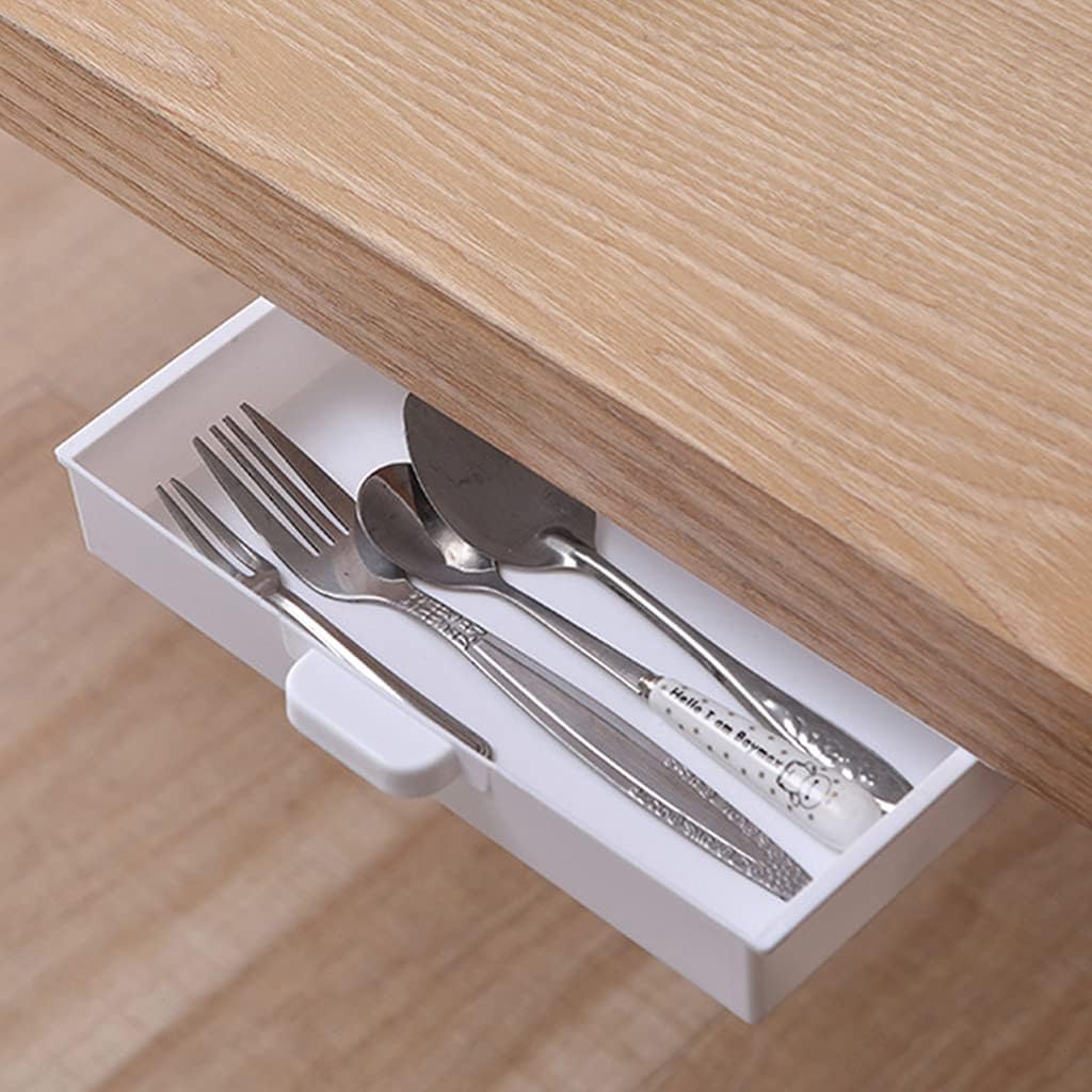 Under Desk Storage Box Hidden Drawer Desktop Adhesive Container for Home Office School Bedroom Multifunction