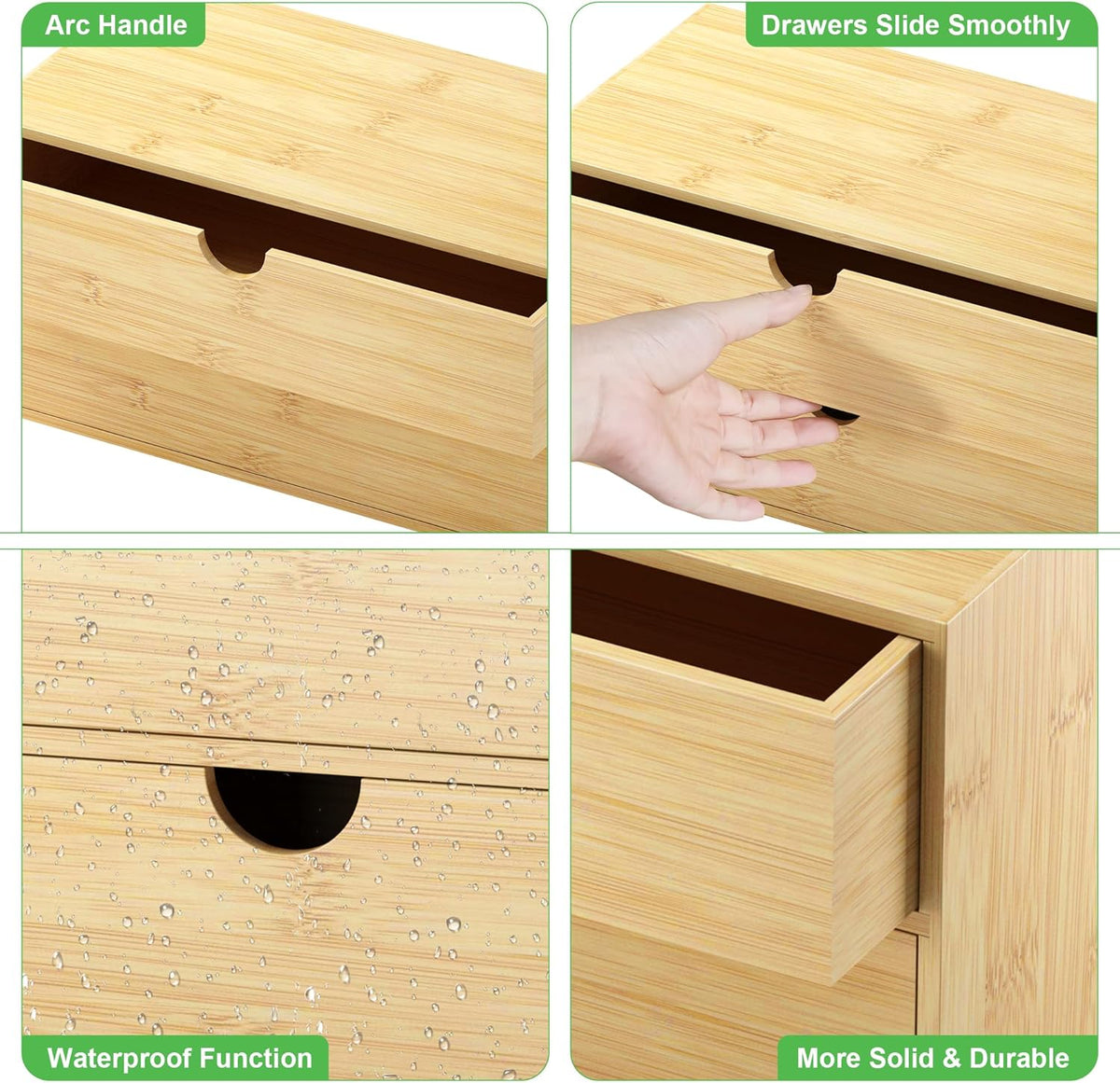 Bamboo Desk Organizer with Drawers, Desktop Storage Box for Office Supplies
