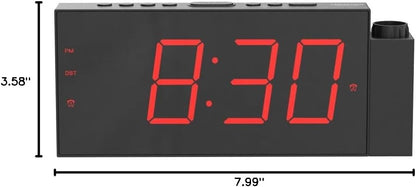 Digital Projection Alarm Clock with Dual Alarms, 5 Levels Dimmer