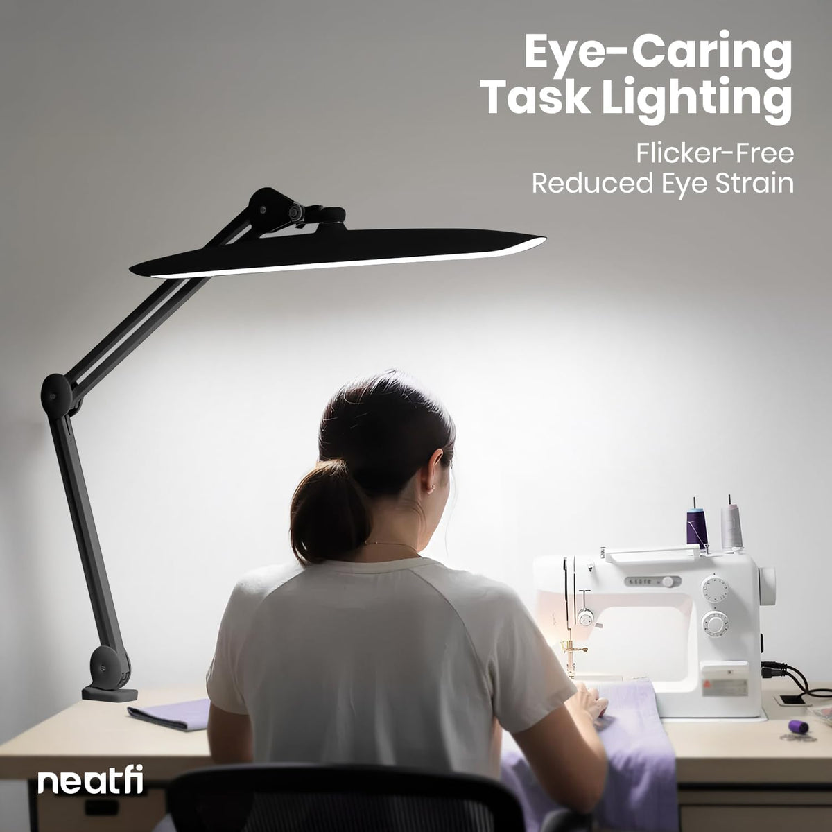 LED Desk Lamp, 2200 Lumens, 24W, 20-Inch Wide Head (Black)