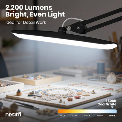 LED Desk Lamp, 2200 Lumens, 24W, 20-Inch Wide Head (Black)