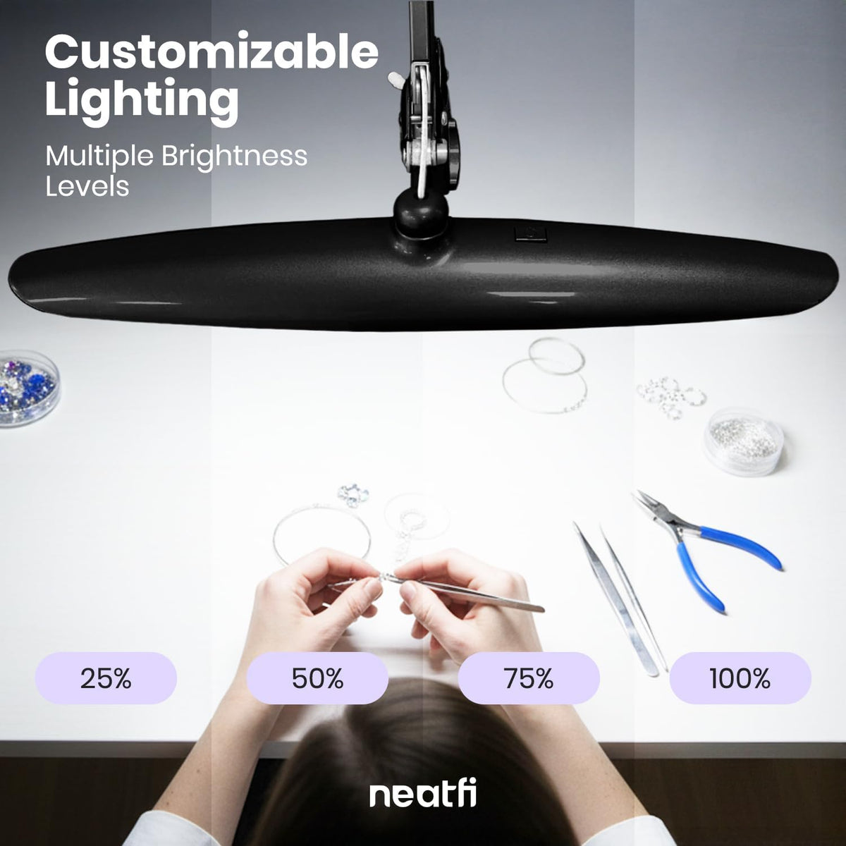 LED Desk Lamp, 2200 Lumens, 24W, 20-Inch Wide Head (Black)