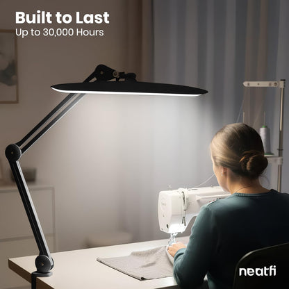 LED Desk Lamp, 2200 Lumens, 24W, 20-Inch Wide Head (Black)
