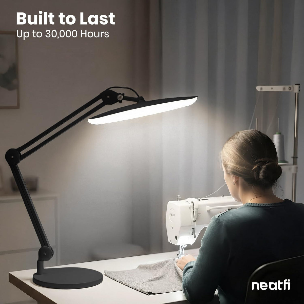 LED Desk Lamp, 2200 Lumens, 24W, 20-Inch Wide Head (Black)