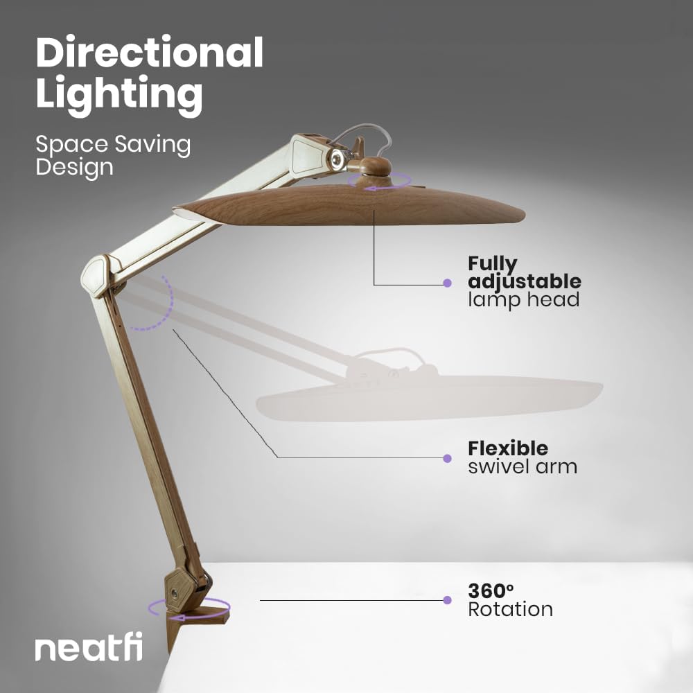 LED Desk Lamp, 2200 Lumens, 24W, 20-Inch Wide Head (Black)