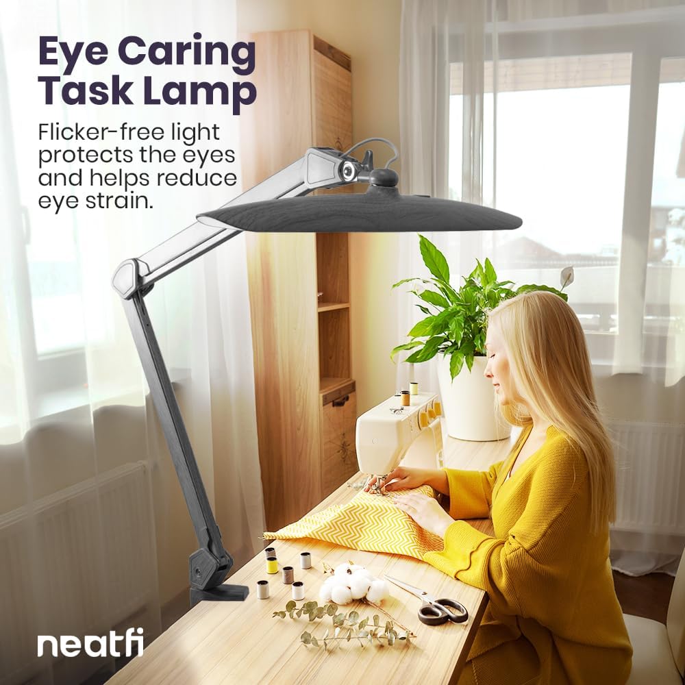 LED Desk Lamp, 2200 Lumens, 24W, 20-Inch Wide Head (Black)